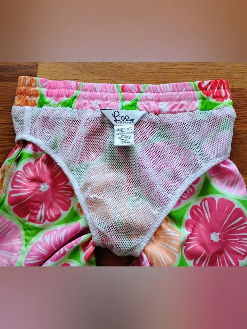 Lilly Pulitzer Boys White Label Juice Stand Swim Bottoms Trunks Size XS (2T/4T)